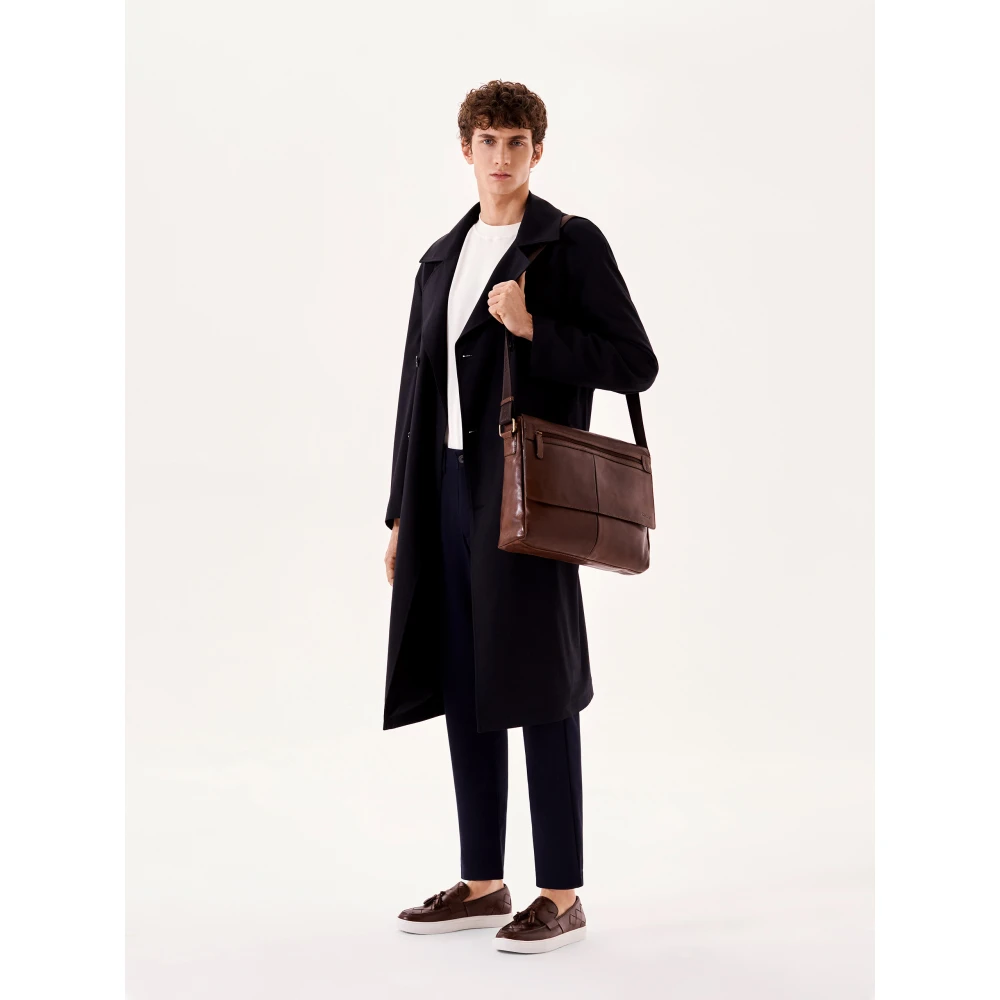 Kazar Elegante Leren Messenger Tas Urban Stijl Brown Heren