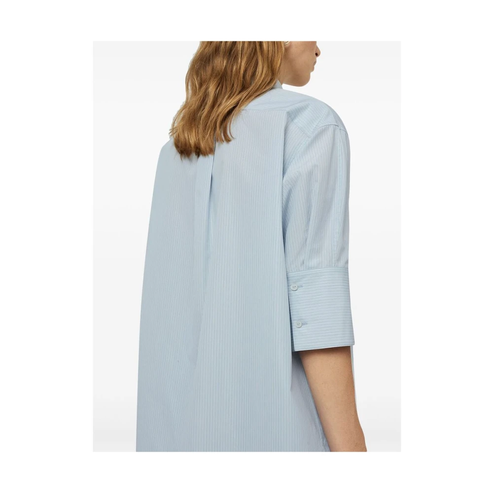 Jil Sander Blauw Gestreept Katoenen Overhemd White Dames