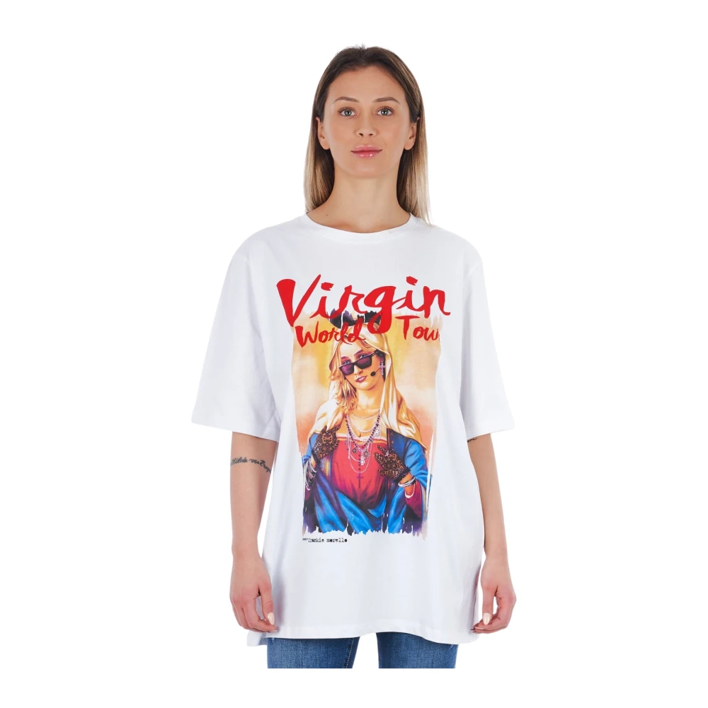 Frankie Morello Oversize Bedrukt T-shirt Fwcs9151Ts White Dames