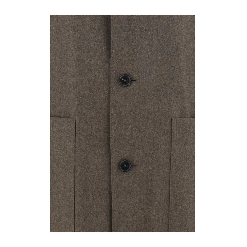 Ermenegildo Zegna Klassieke Wol Chore Jas Knoopsluiting Brown Heren