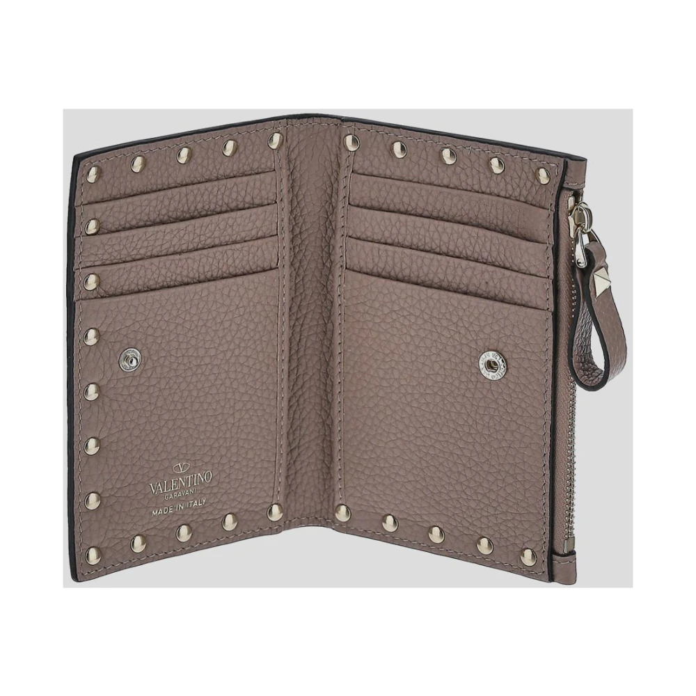 Valentino Garavani Leren Logo Portemonnee Beige Dames
