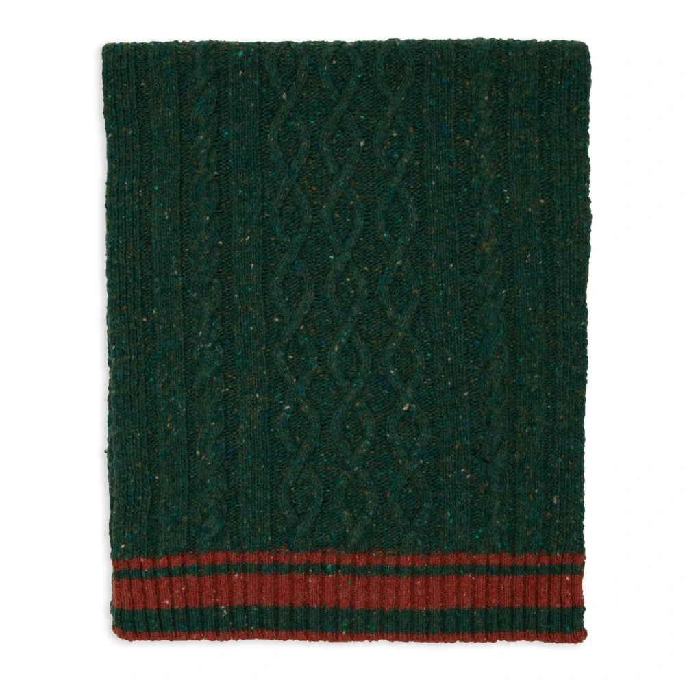 Gallo Groene Aran-gebreide wollen sjaal Green Unisex