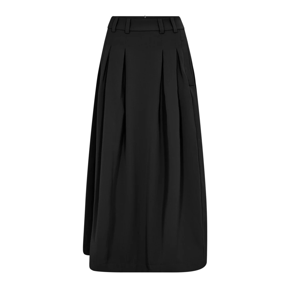 Co'couture Black Pleat Skirt With Belt Loops - Female - Maxi Skirts - Xl - Skirts