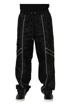 Svart Bomull Straight Jogger Sweatpants