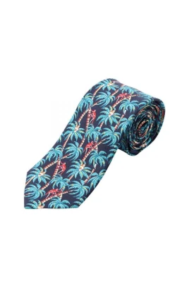 Pre-owned Palm Tree Pattern Silk Tie