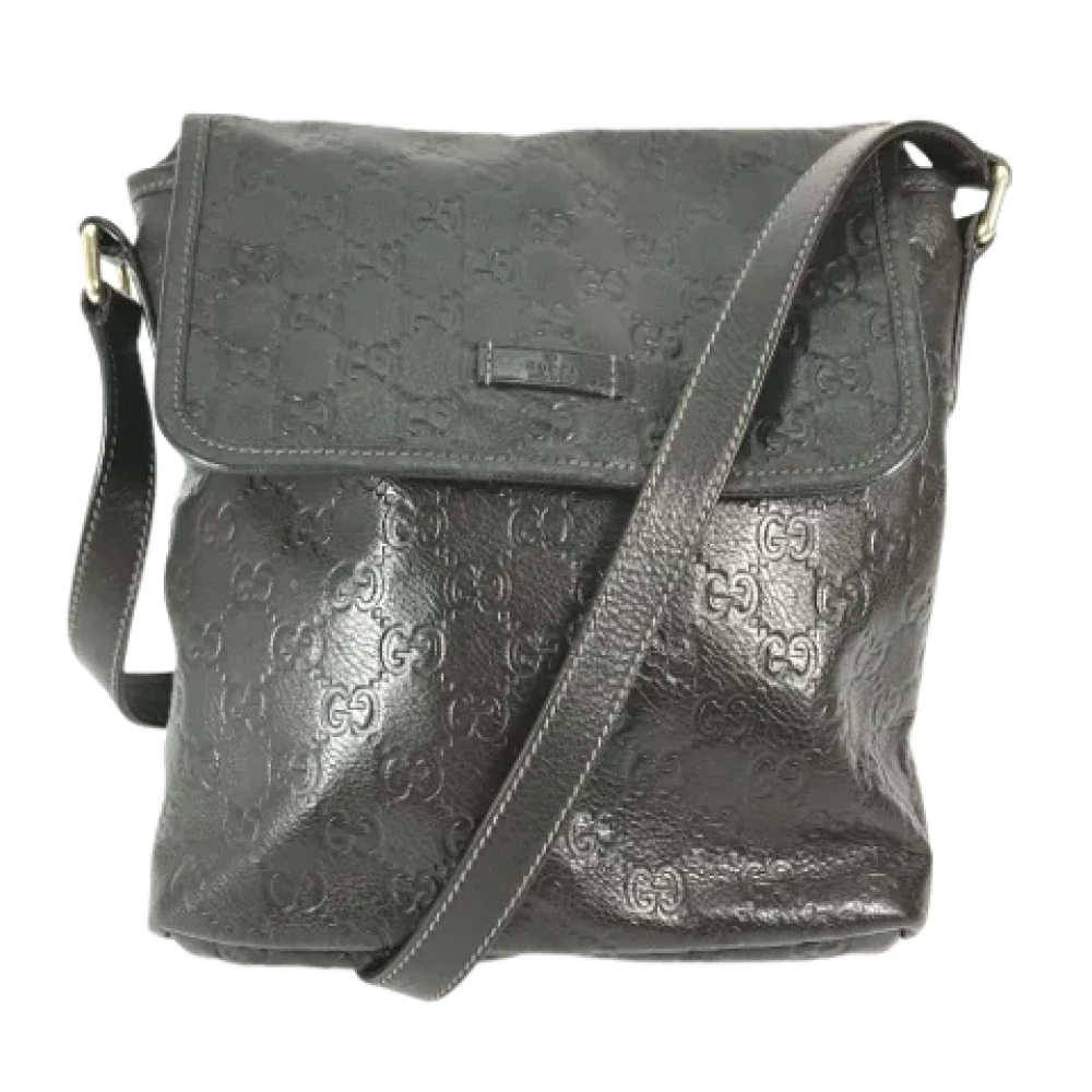 Gucci Vintage Pre-owned Leather gucci-bags Gray Heren
