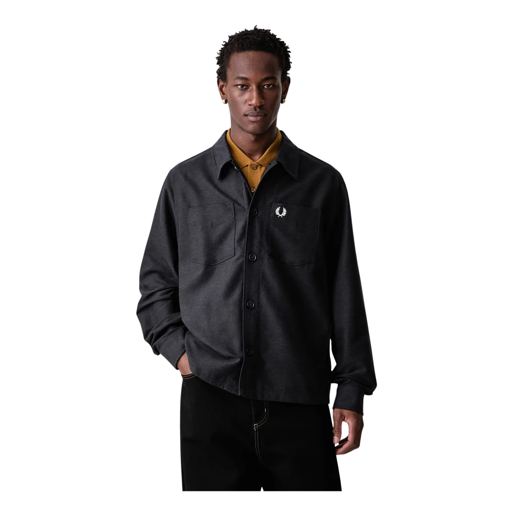 Fred Perry Herren Schwarz Overshirt Flanell - Bild 2