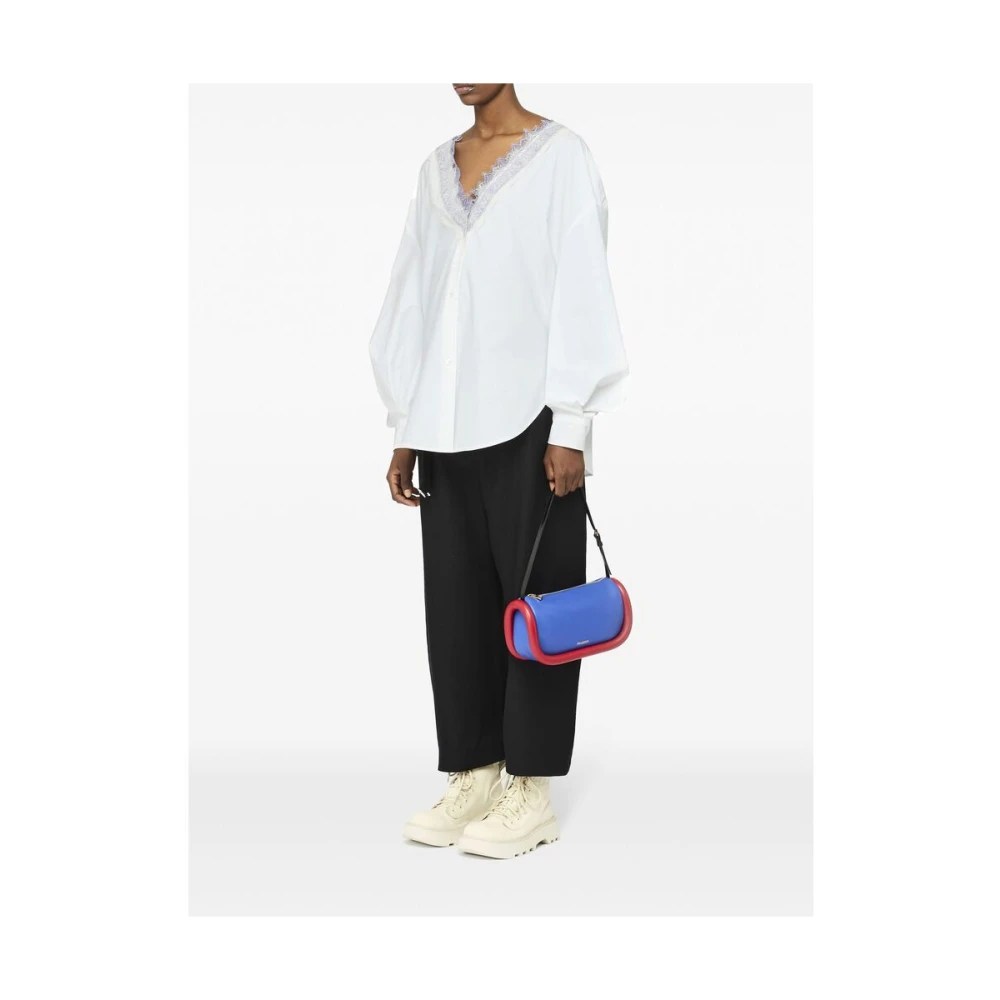 JW Anderson Witte Kant Trim V-Hals Shirt White Dames