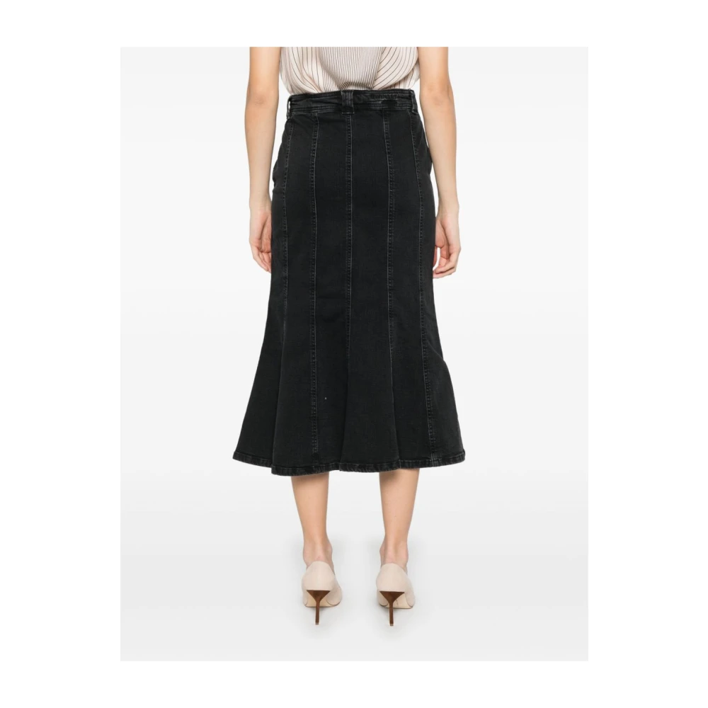 Twinset Zwarte Gerende Rok met Voorknopen Black Dames
