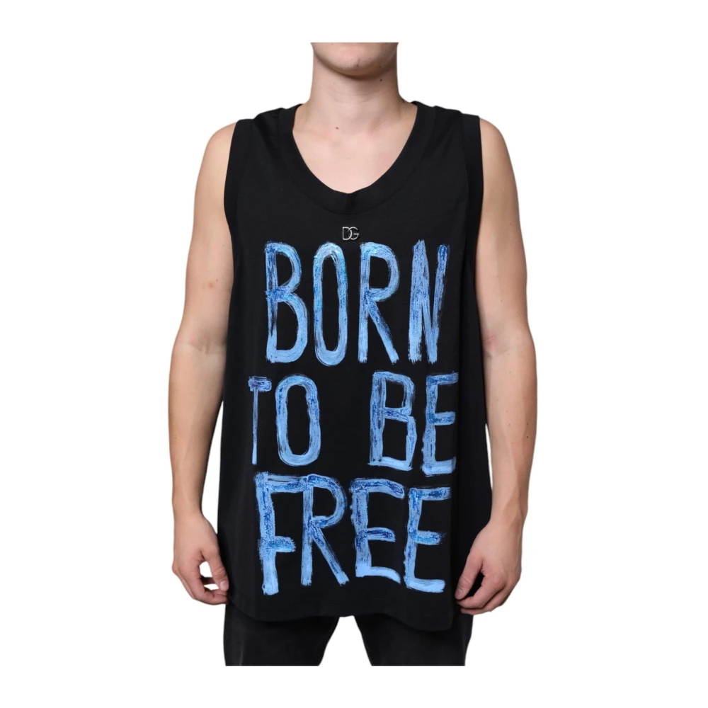 Dolce & Gabbana Men's Black Born To Be Free Sleeveless T-Shirt