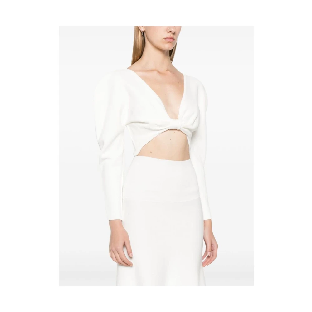 Cult Gaia Witte Gebreide Diepe V-Hals Trui White Dames