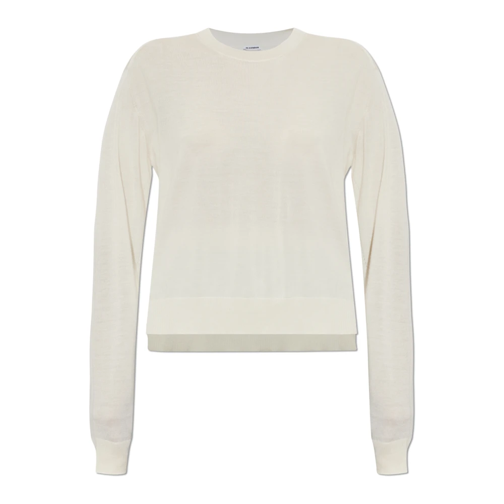 Jil Sander Vrouw Beige Truien & Vesten Dames, M, Wol, Trui Met Zijsplitten