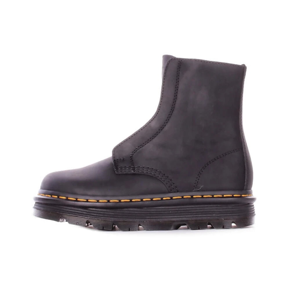 Dr. Martens Femme Noir Chaussures, Taille: 37 Eu Zebzag Bottines En Cuir Sans Lacets