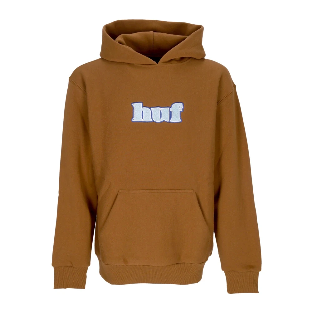Huf Men's Brown Hoodies, Xl, Heavyweight Rubber Hoodie With Logo Patch