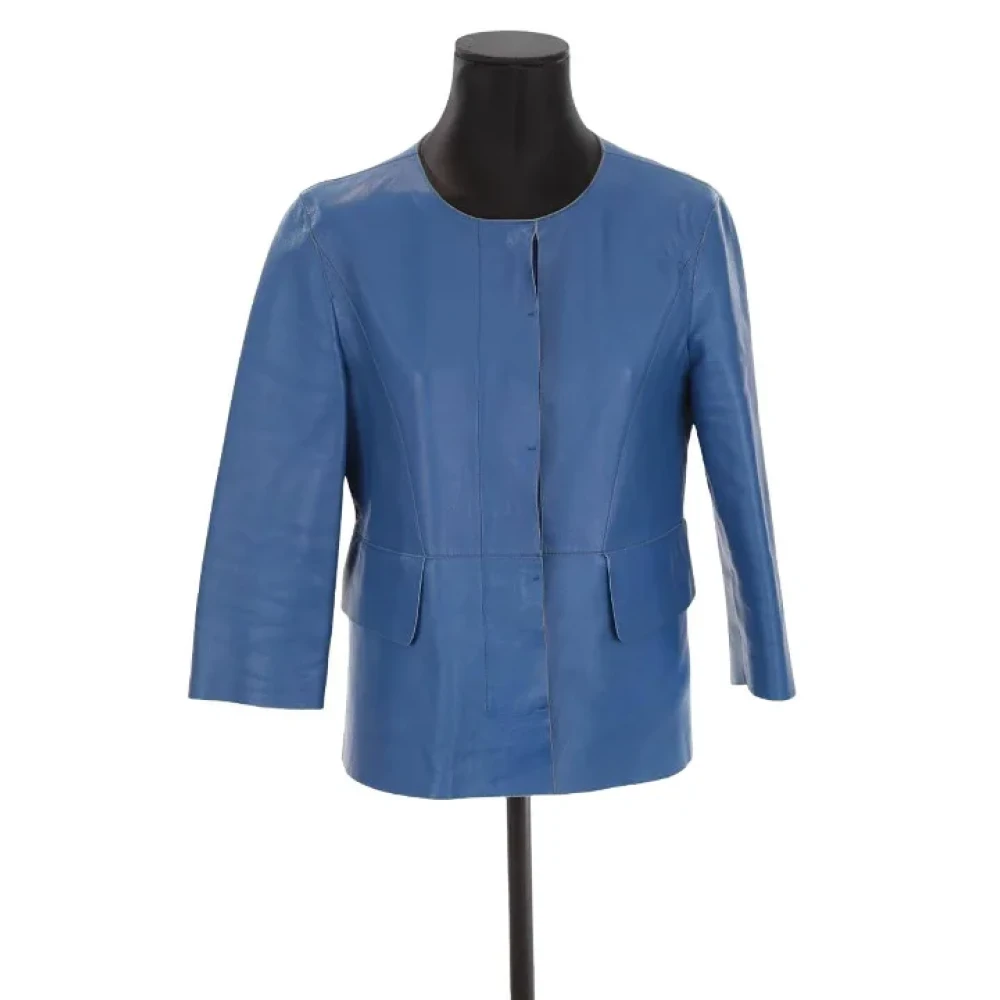 Marni Pre-owned Leather outerwear Blue Dames