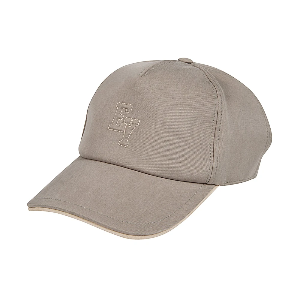 Eleventy Men's Beige Silk And Suede Baseball Hat