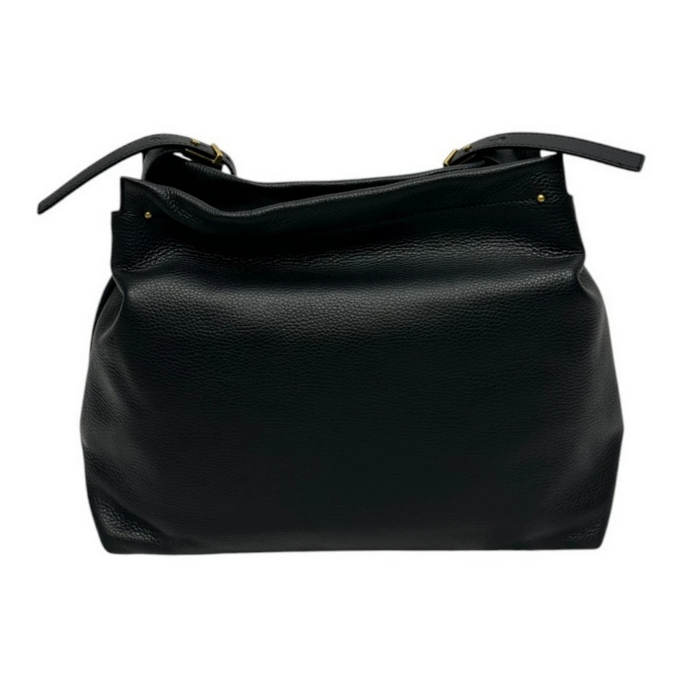 Gianni Chiarini Zwarte Schoudertas met Ritssluiting Black Dames