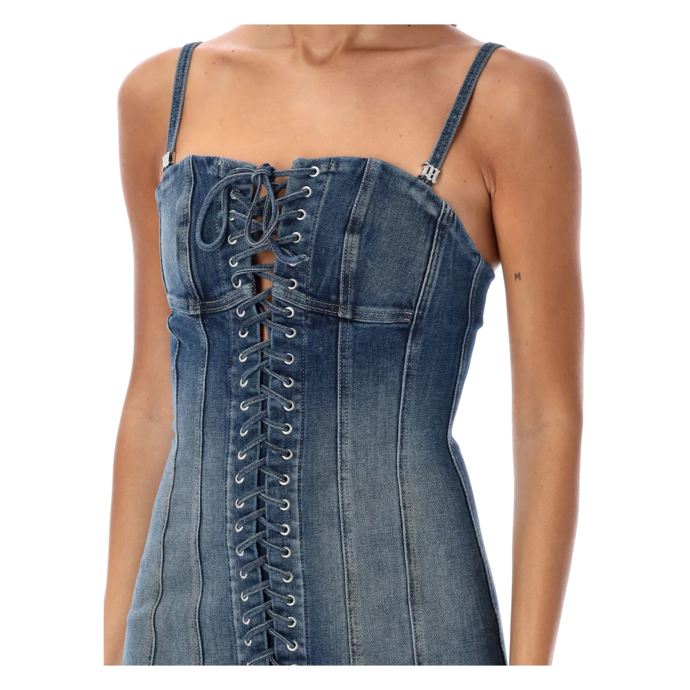 Misbhv Blauwe Denim Kant Mini Jurk Blue Dames