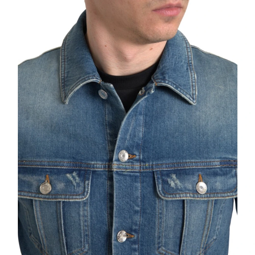 Dolce & Gabbana Elegante Blauwe Denim Jack Blue Heren