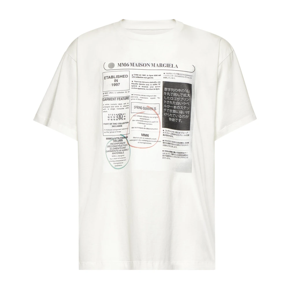 MM6 Maison Margiela Krantenprint Wit Katoenen T-shirt White Heren