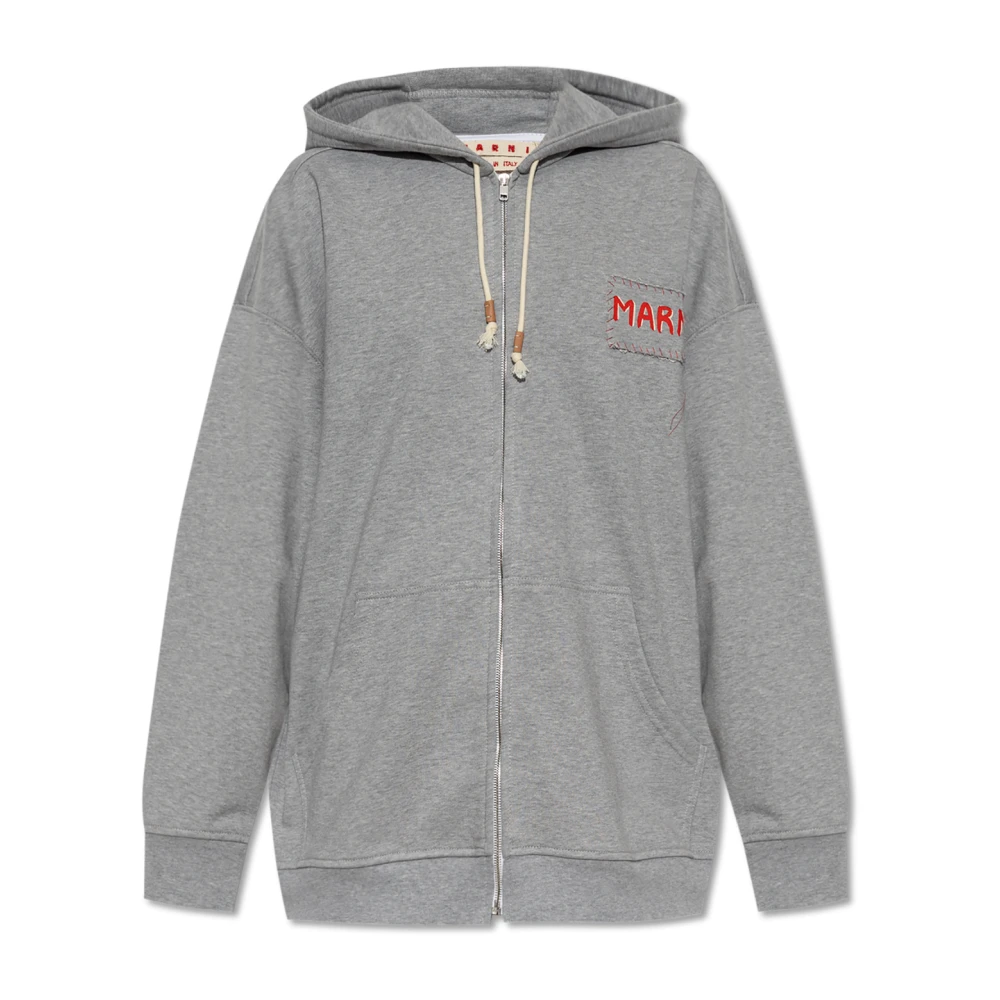 Marni Women's Gray Oversized Cotton Sweat - Zip-Throughs - Xs - Sweatshirts & Hoodies