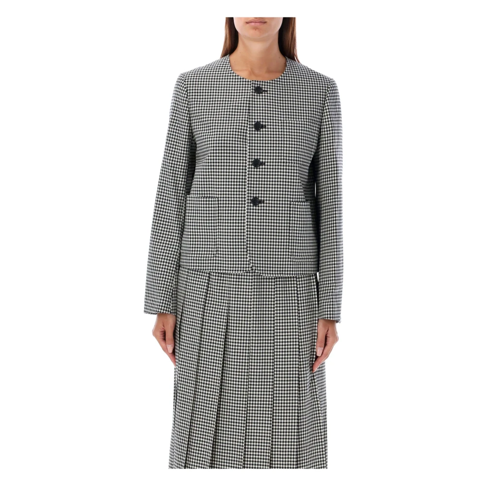 Comme des Garçons Gingham Cropped Jacket Zwart Wit Black Dames