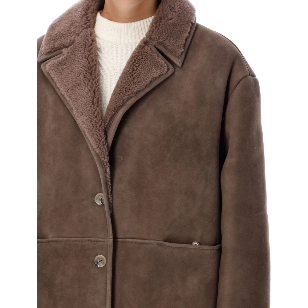 Loulou Studio Shearling Jas Taupe Aw24 Brown Dames