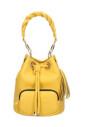 sac-seau-jaune-en-cuir-avec-breloque-logo