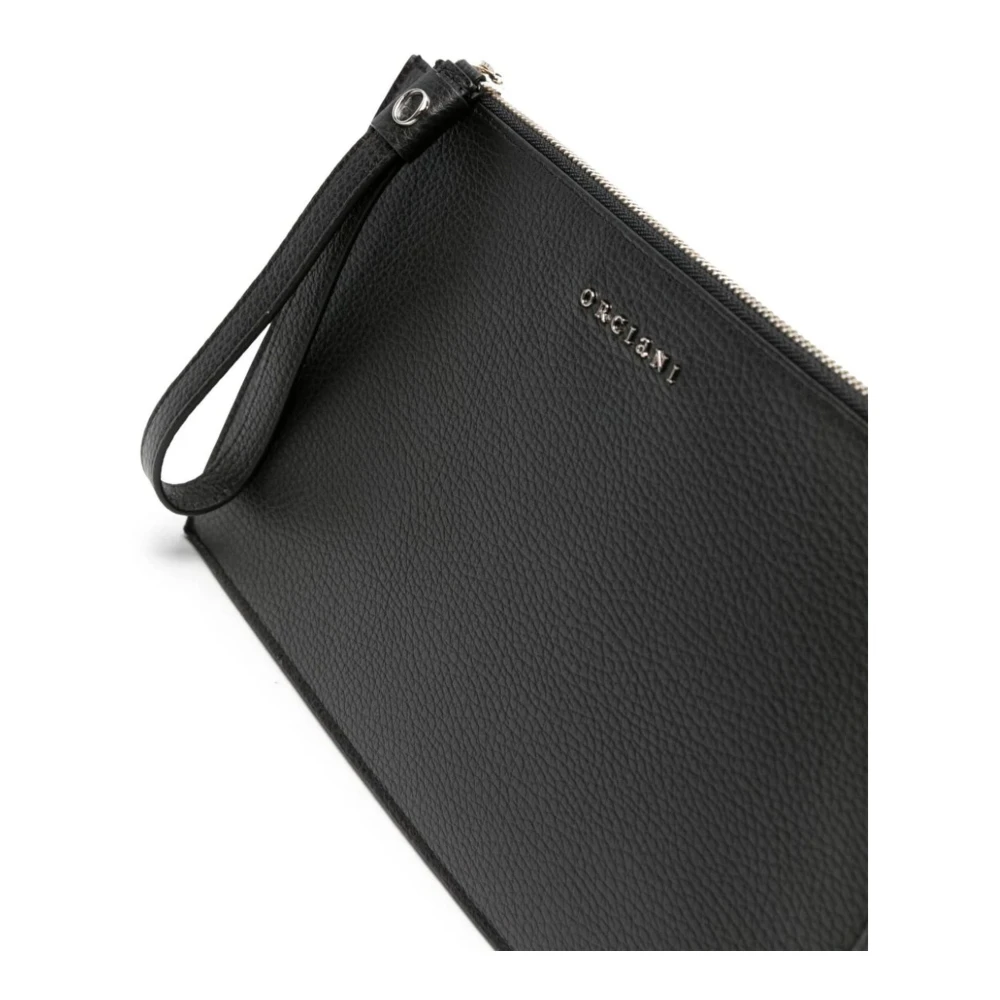 Orciani Zwarte leren tas met RFID-bescherming Black Heren