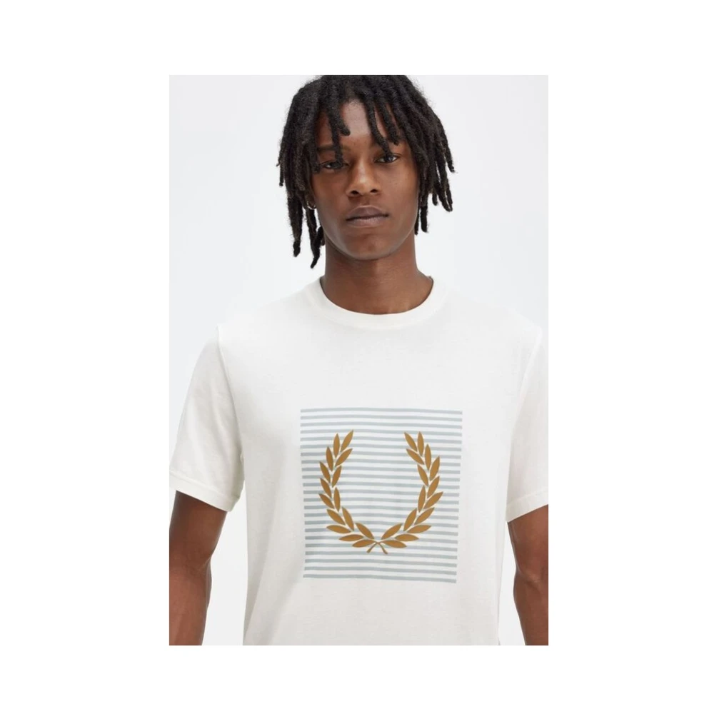 Fred Perry Gestreept Laurel Wreath Jersey Shirt White Heren