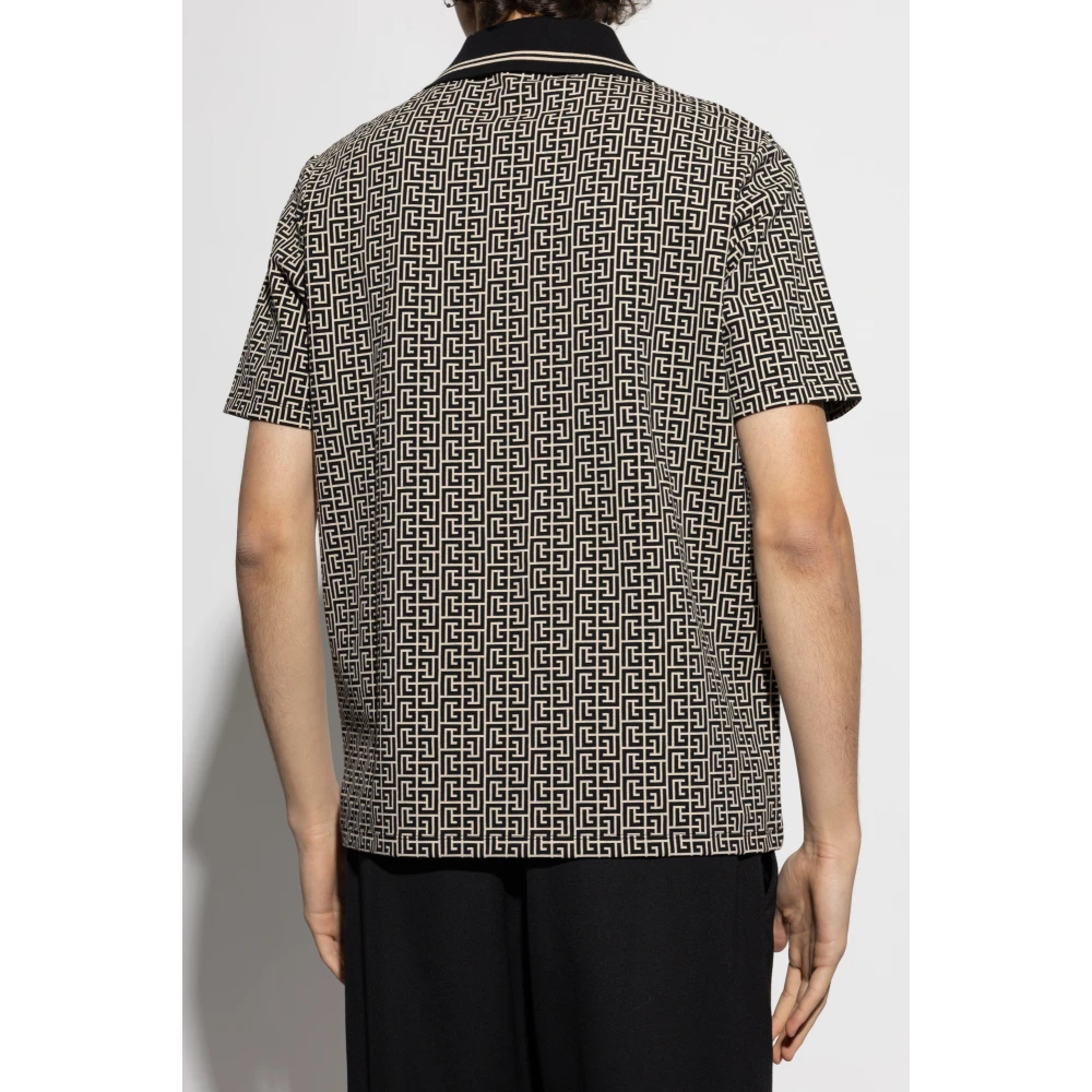 Balmain Polo met Monogram Beige Heren