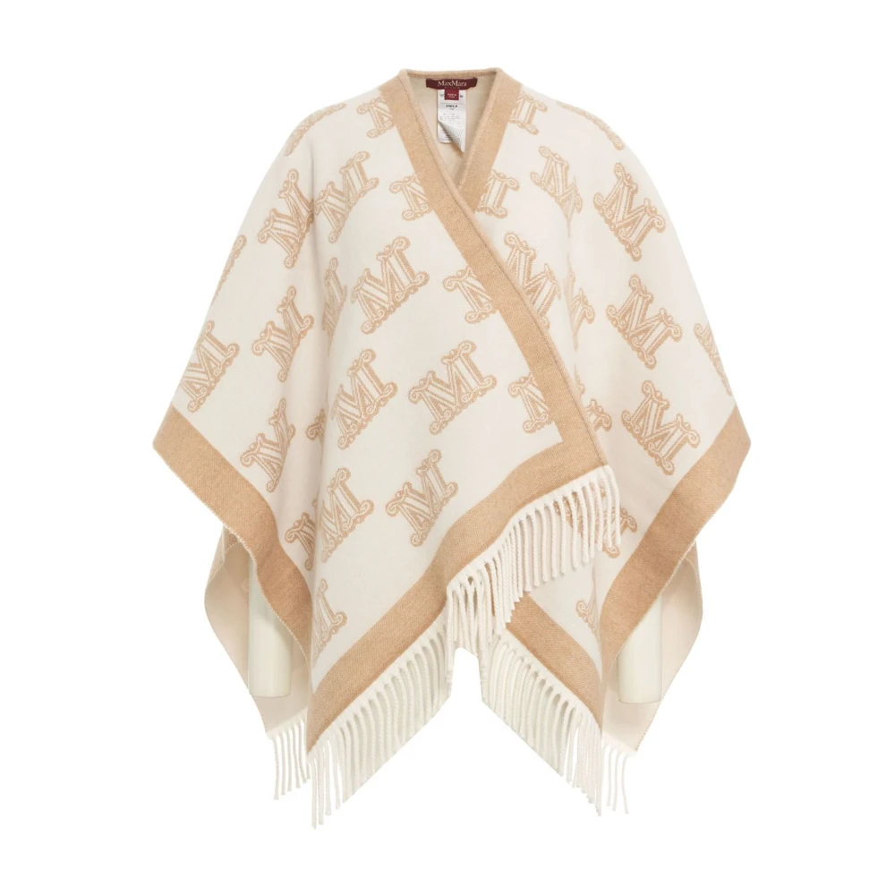 Max Mara Lyxig Beige Ull Cape Kappa Beige, Dam