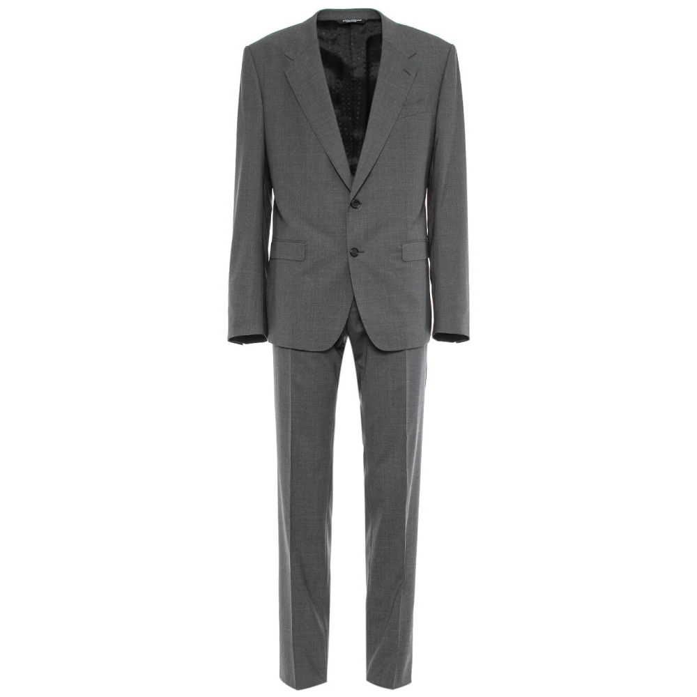 Dolce & Gabbana Men's Gray Single Breasted Suits,, Elegant Suits Medium