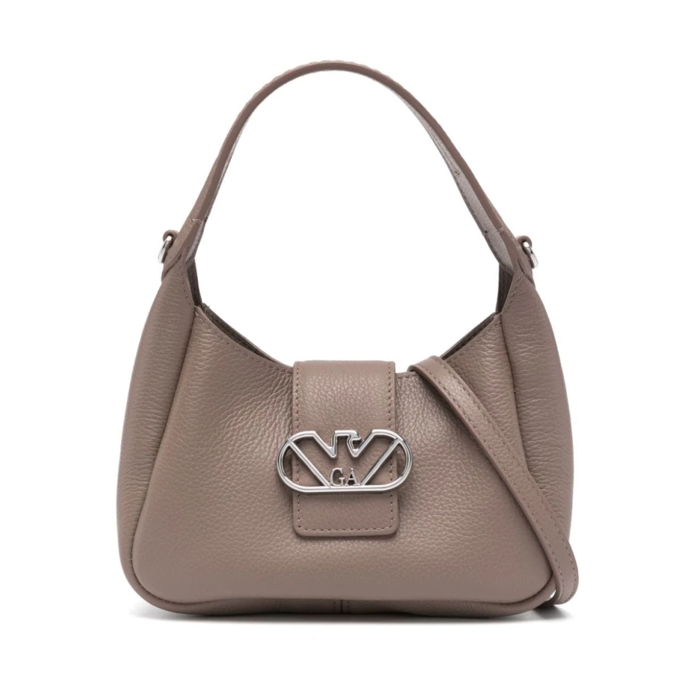 Emporio Armani Gestructureerde Leren Schoudertas Dove Grey Gray Dames