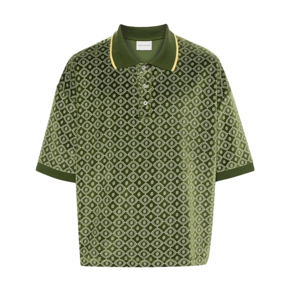Drole de Monsieur Monogram Velvet Polo Shirt Green Heren