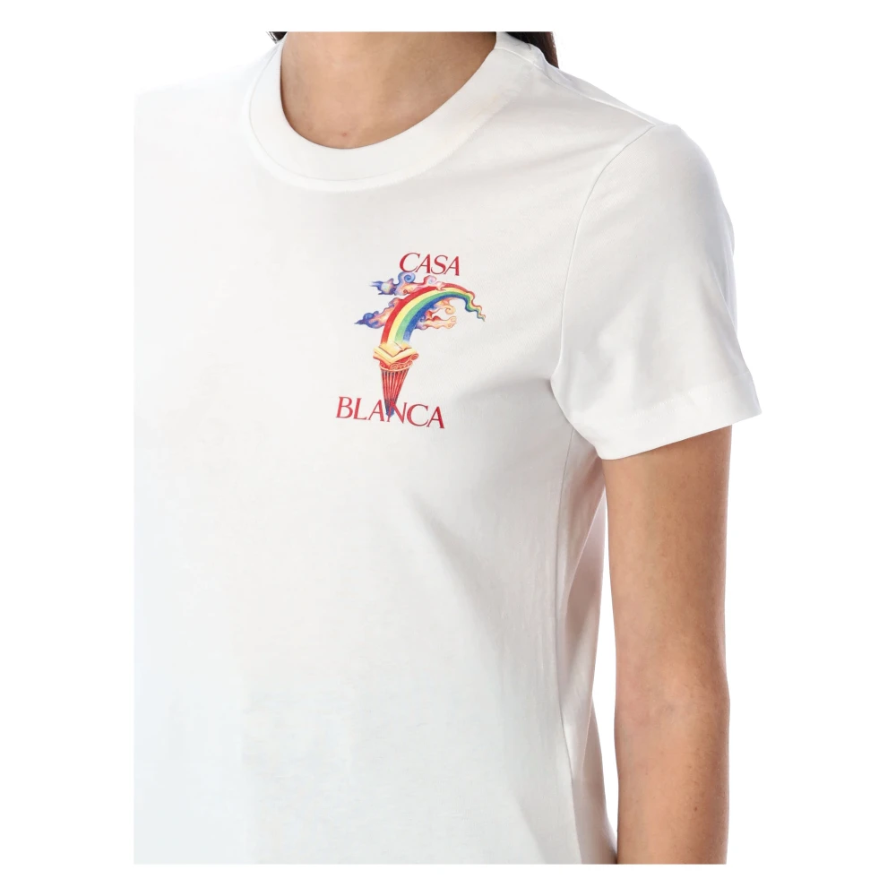 Casablanca Natuurprint Aansluitend T-shirt White Dames