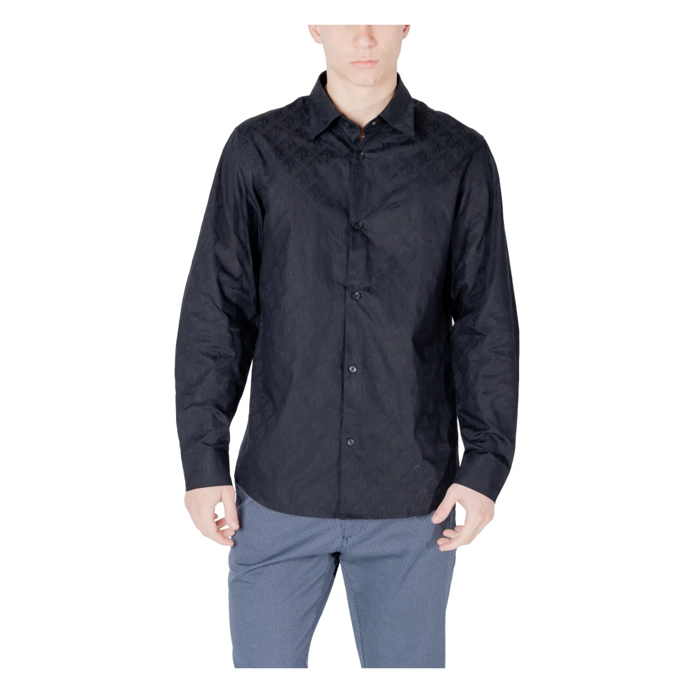 Armani Exchange Mannelijk Blauw Heren, Overhemden, : Katoen, Medium