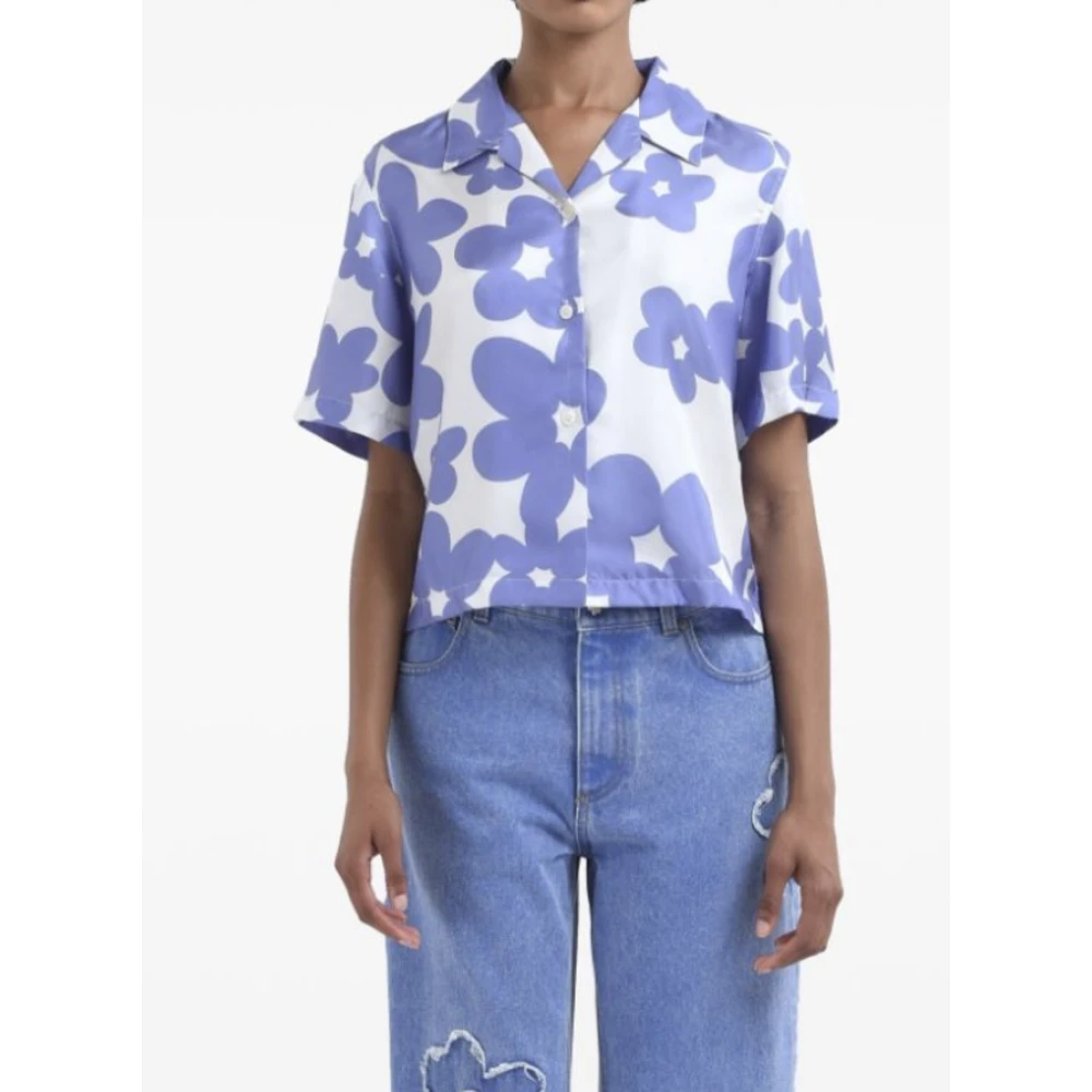 Marni Blauw Wit Bedrukt Overhemd Multicolor Dames
