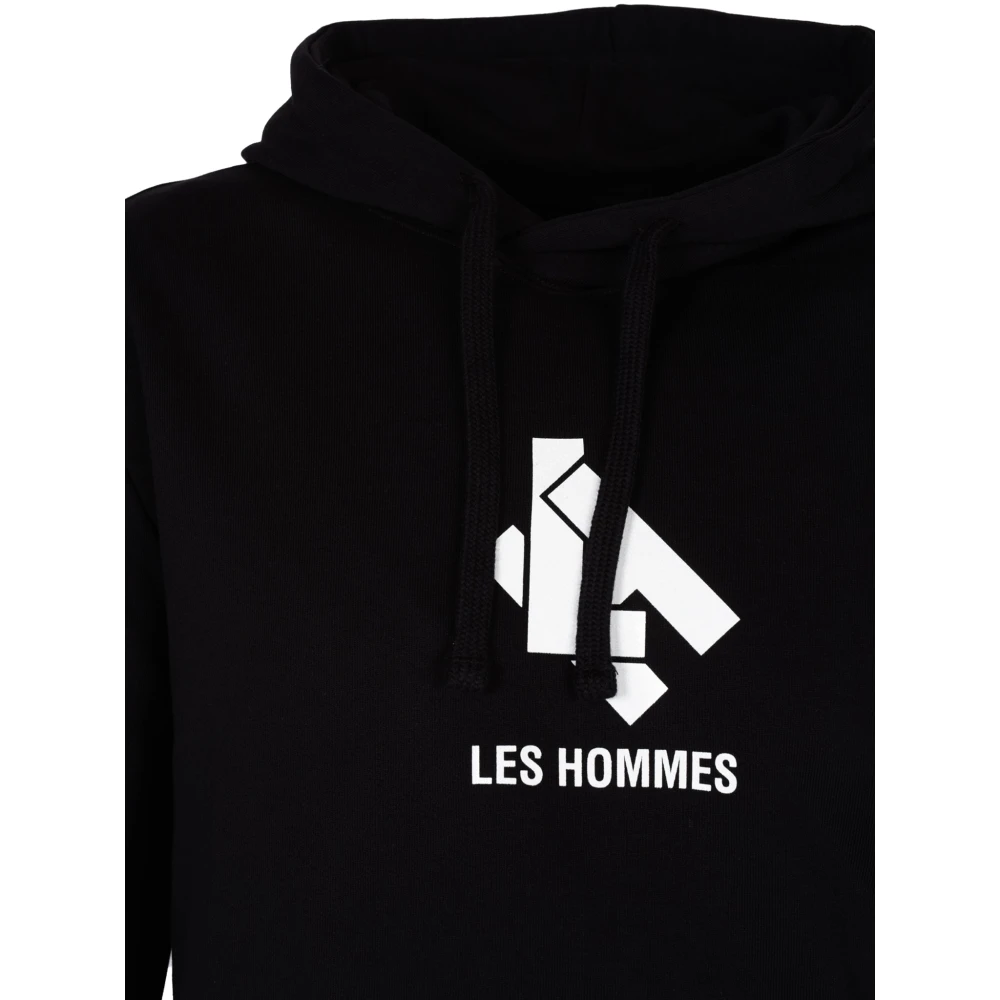 Les Hommes Eenvoudige Hoodie met Verstelbare Capuchon Black Heren