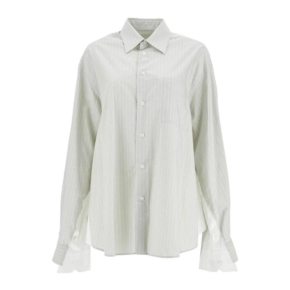 MM6 Maison Margiela Oversized Katoenen Popeline Shirt met Inzetstukken Green Dames