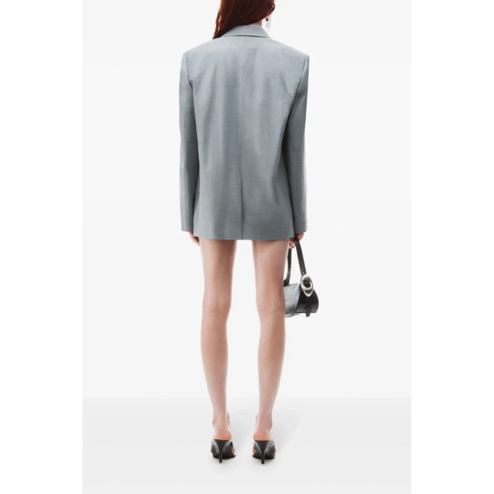 alexander wang Grijze Wol Logo Patch Jas Gray Dames