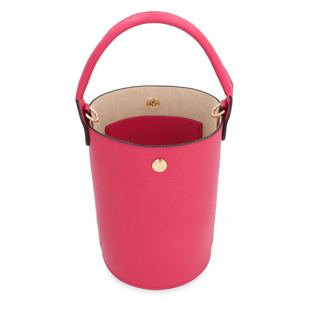 Longchamp Leren Bucket Bag met Snap Sluiting Pink Dames