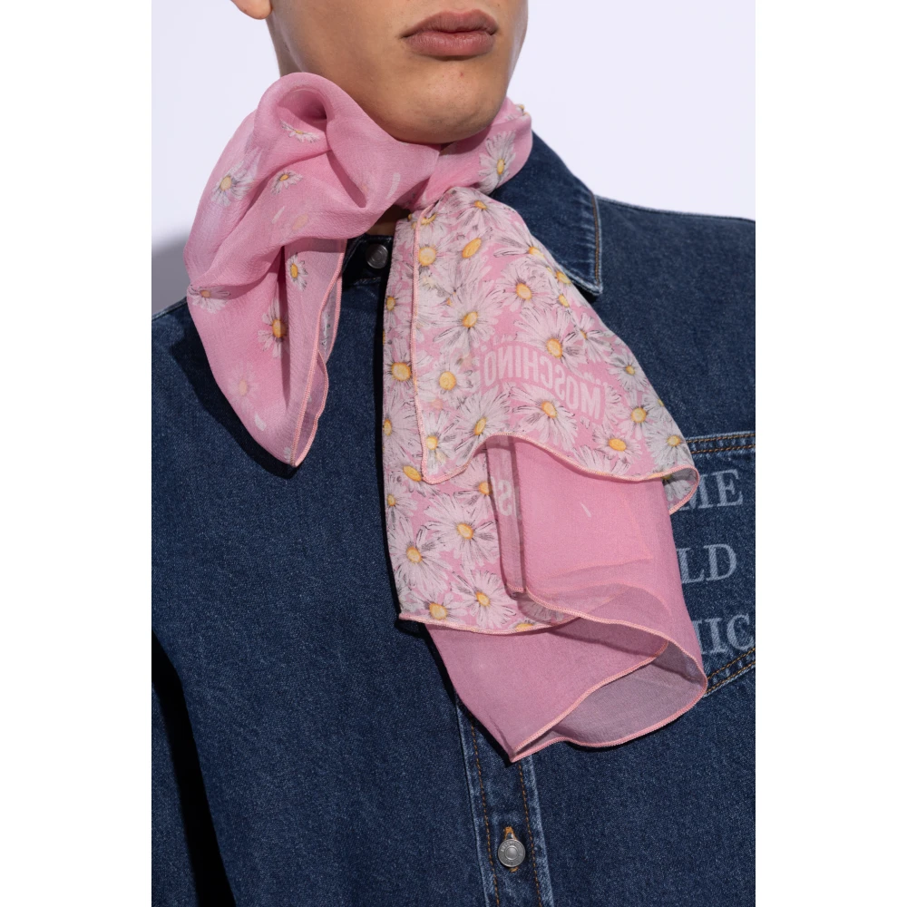 Moschino Zijden sjaal met bloemmotief Pink Unisex