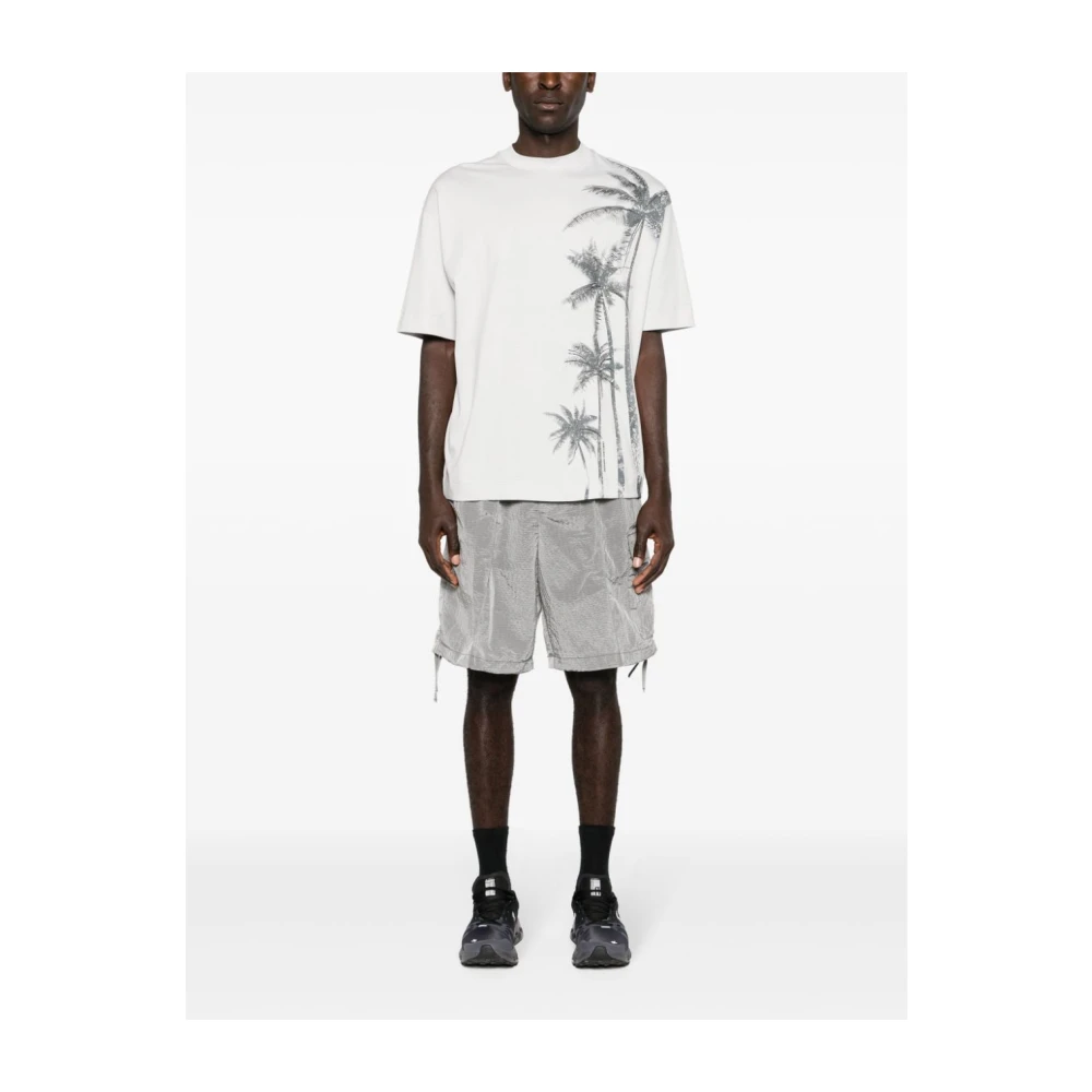 Emporio Armani Grijze Palmboomprint T-shirt Gray Heren