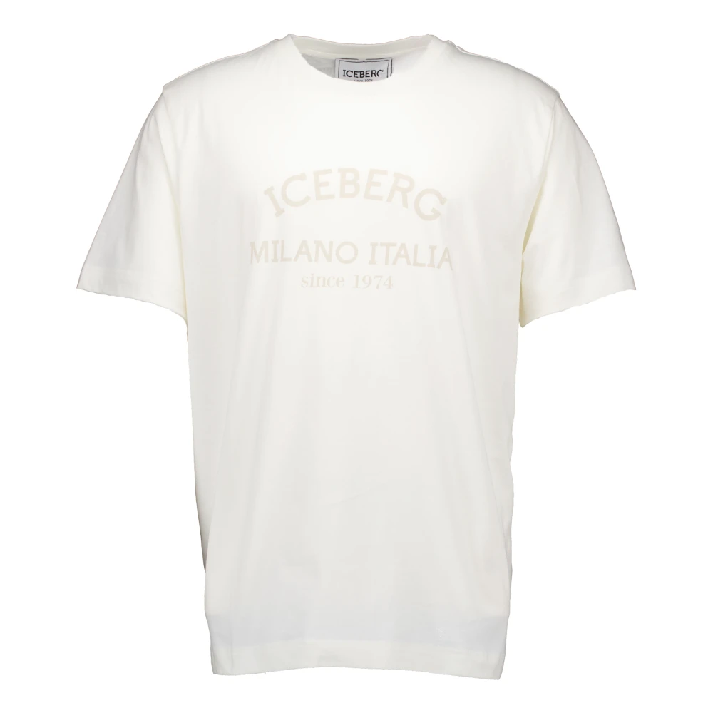 Iceberg Heren Wit Katoenen T-Shirt met Logo Print White Heren