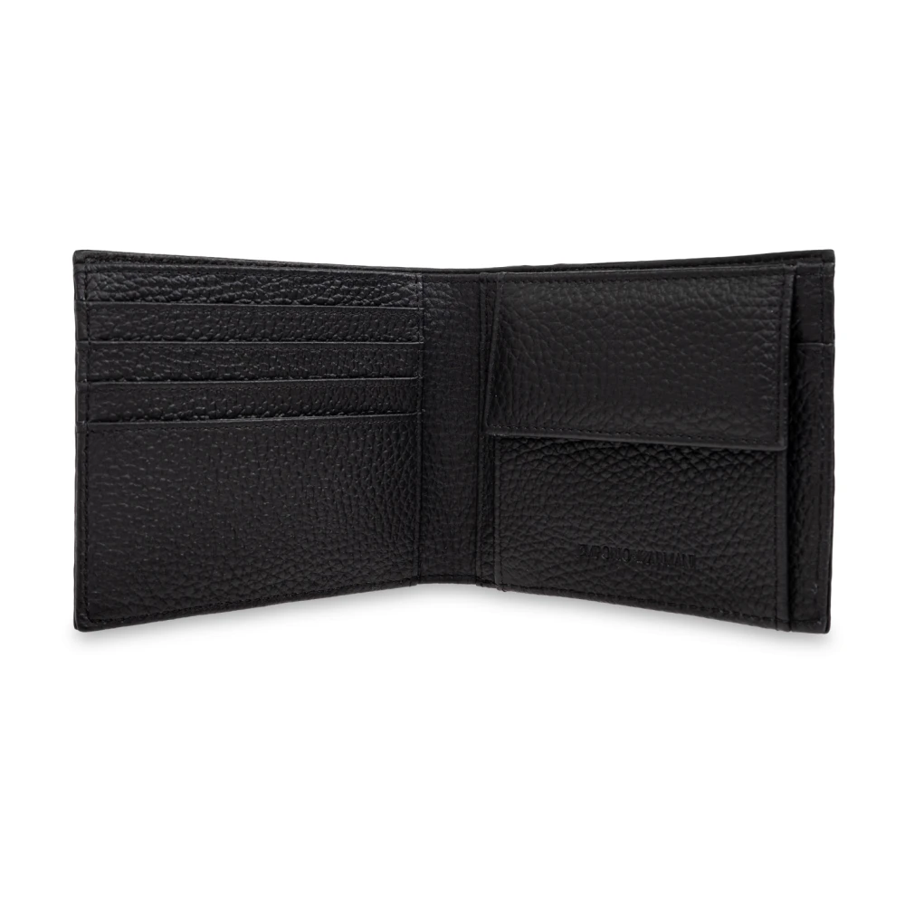 Emporio Armani Leren portemonnee Black Heren