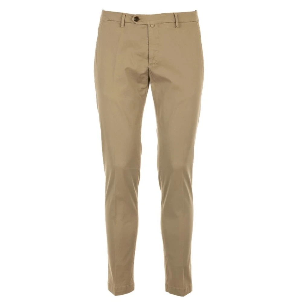 Briglia Men's Beige Slim Fit Cotton Trousers With Pockets