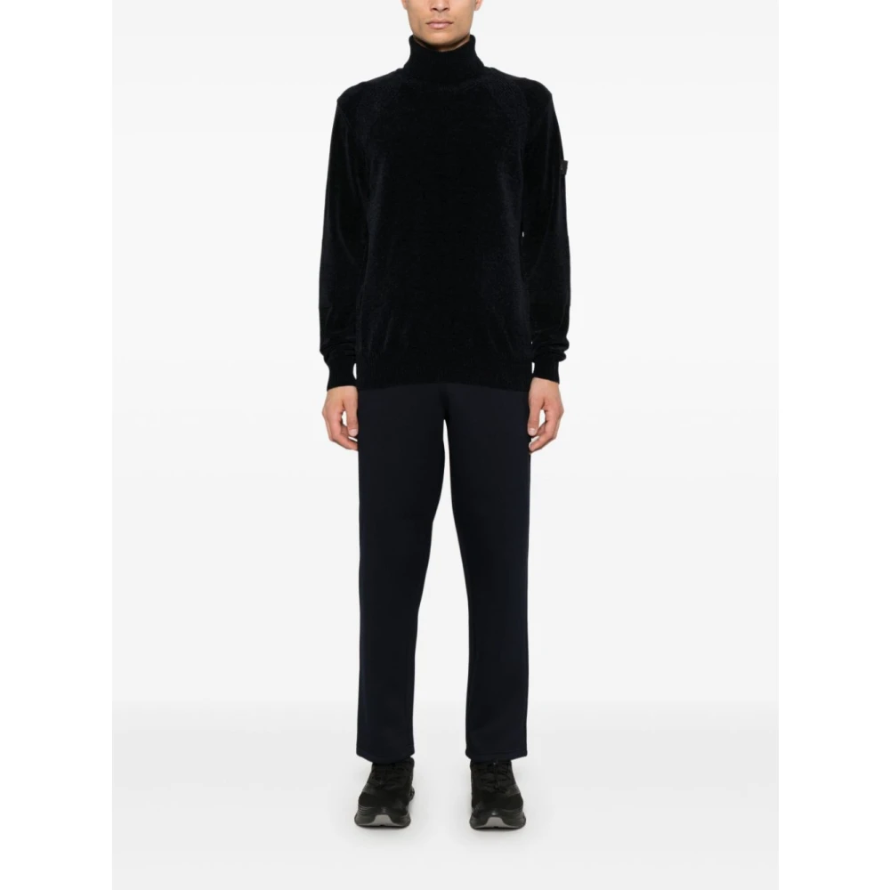 Peuterey Chenille Textuur Trui Middernacht Blauw Black Heren