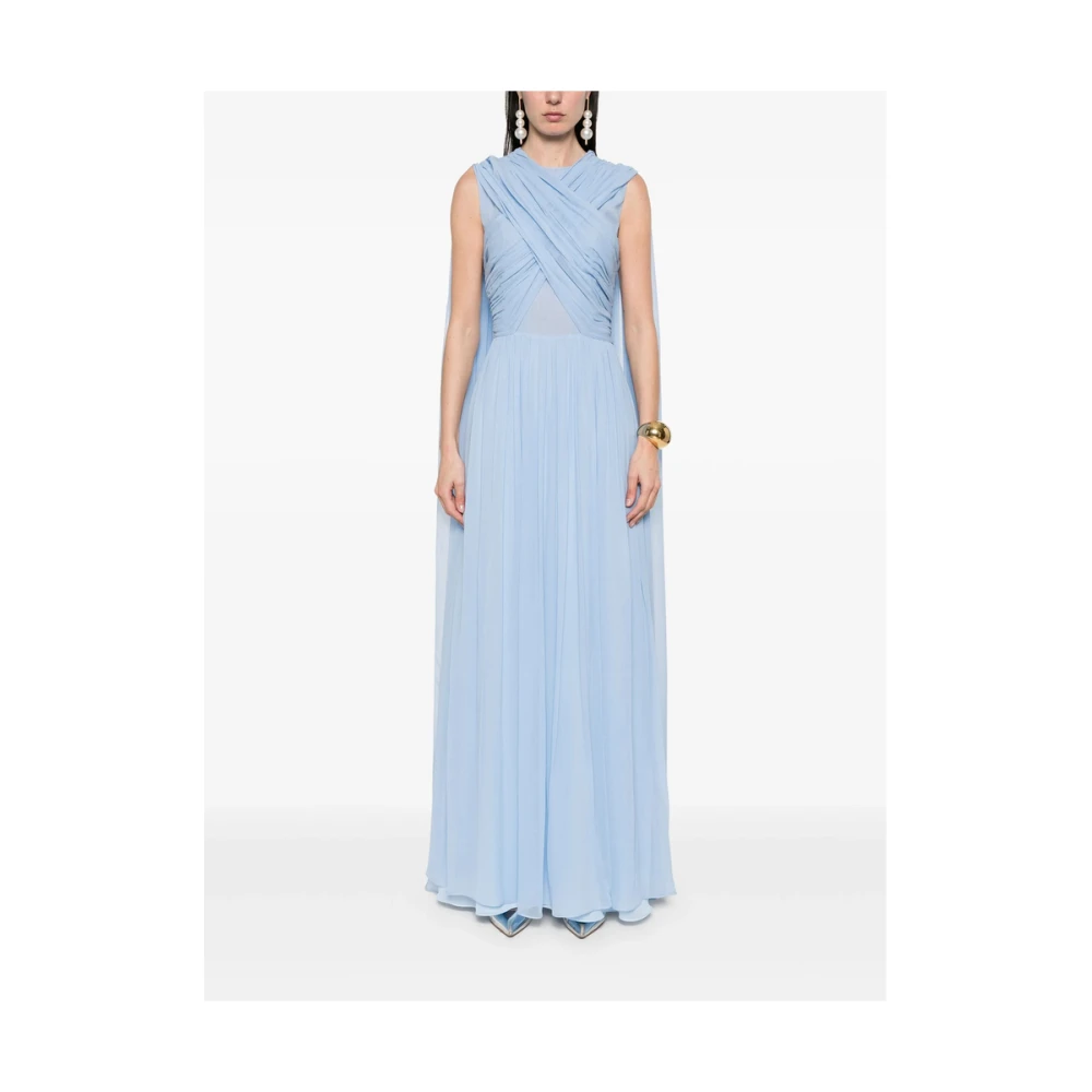 Costarellos Lichtblauwe Gedrapeerde Jurk met Ceintuur Blue Dames