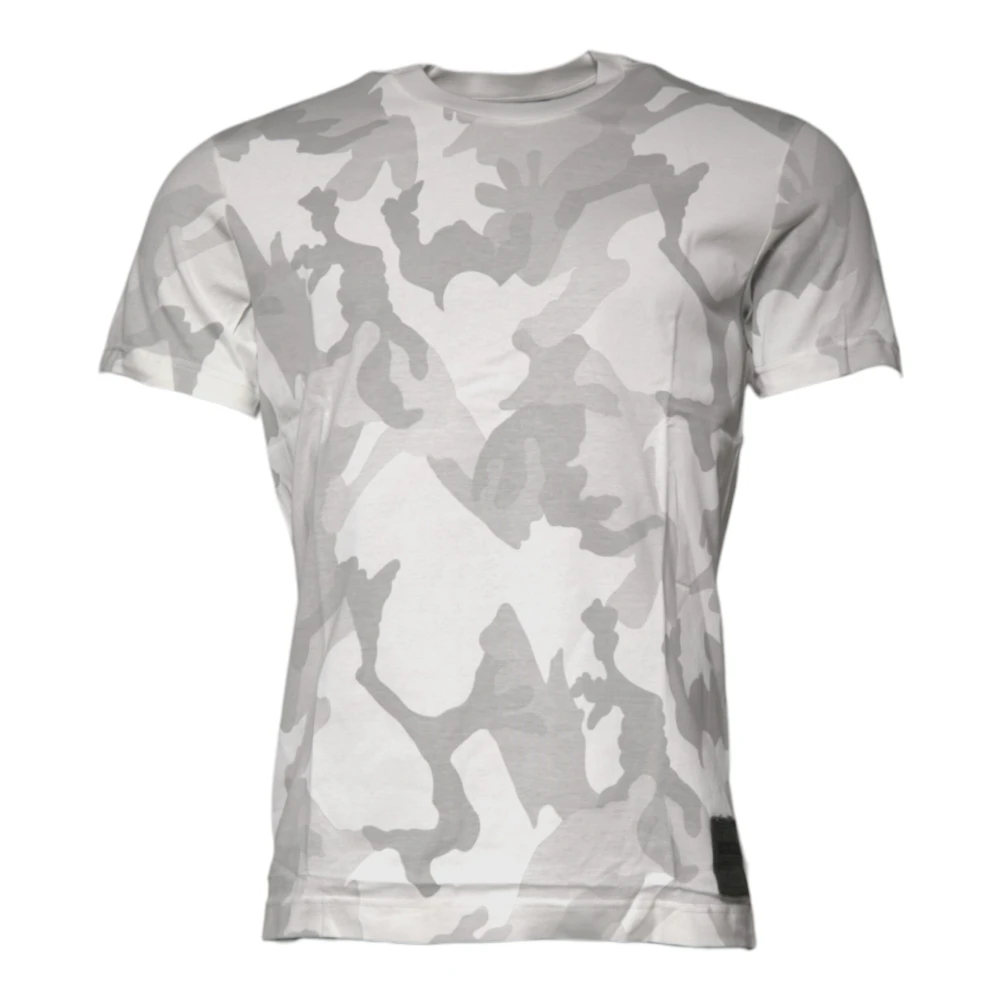Dolce & Gabbana Men's Multicolor T-Shirts, 4XL, Camouflage Crew Neck T-Shirt With Logo